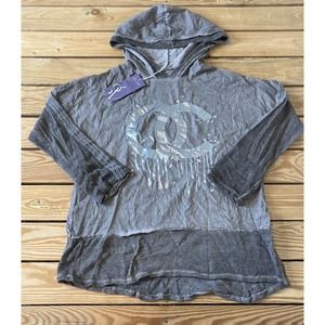 NWT Grey Violet Hooded Shirt Size Medium Women’s Grey Pullover